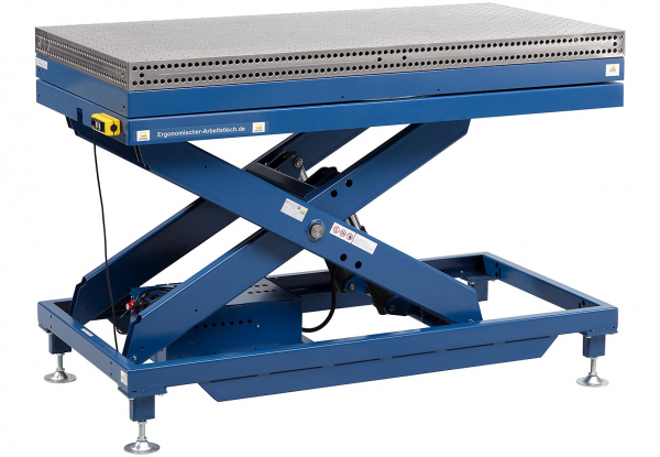 Stationärer Hubtisch HS 1200 AH Groß mit Drehplattform und Lochrarsterplatte aus Stahl