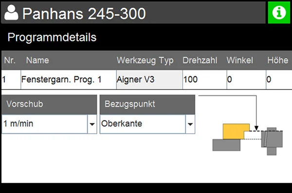 Die umfangreiche Werkzeugdatenbank der 245 | 300 erlaubt das individuelle Erstellen und Voreinstellen von Werkzeugen